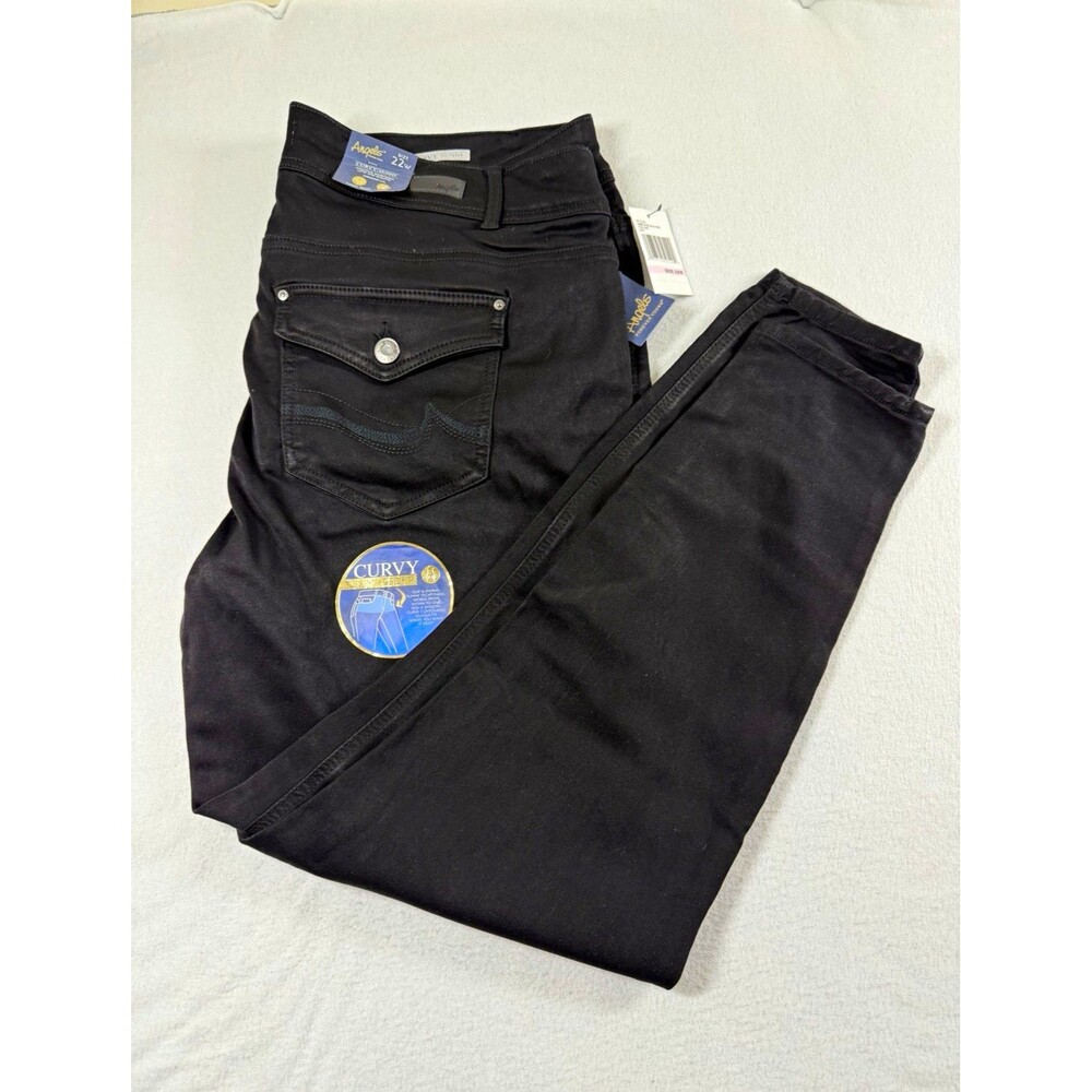 Angels Curvy Skinny Jeans Black Denim Mid Rise Stretch 5-Pocket Womens 22W 629